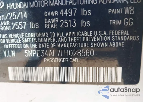 2015 Hyundai Sonata Limited из США, поврежденный, VIN 5NPE34AF7FH028560